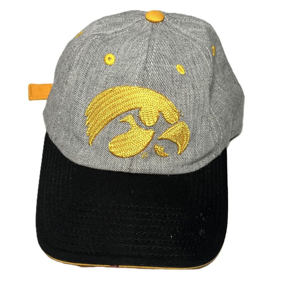 Gen2 IOWA HAWKEYES YoutGen2 Iowa Hat Cap Hat Adjustable Strap Gray / Gold Emblem